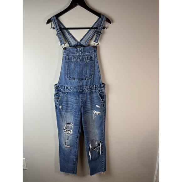 Abercrombie & Fitch Denim - Women’s ABERCROMBIE & FITCH Distressed Ram Hem Cropped Jean Overalls Size Small